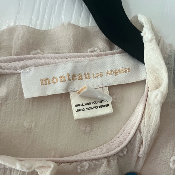 Monteau Cream Sheer Babydoll Button Back Ruffle Tank - Picture 4 of 7